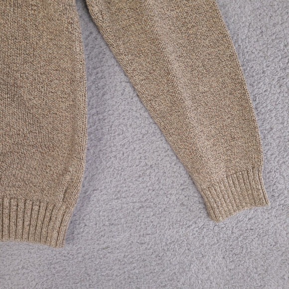 Chaps Sweater Mens Large Brown Mock Neck 1/4 Button Cotton Pullover - Picture 10 of 15